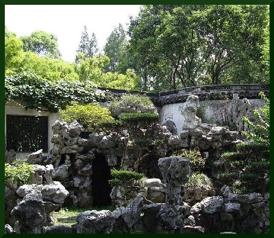 Rock scapes in the Yu Yuan garden in Shanghai City, China.