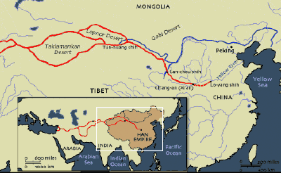 Silk Road map inset & enlarged