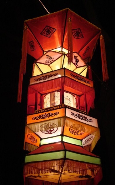 China Lantern Festival - a wonderfully crafted larger lantern in layers